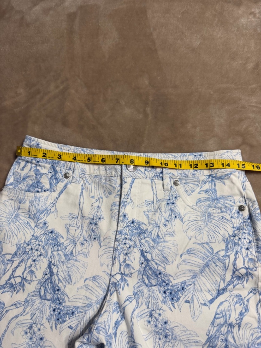 Elie Tahari Blue White Toucan Leaf Pants Size 6 - Picture 6 of 8
